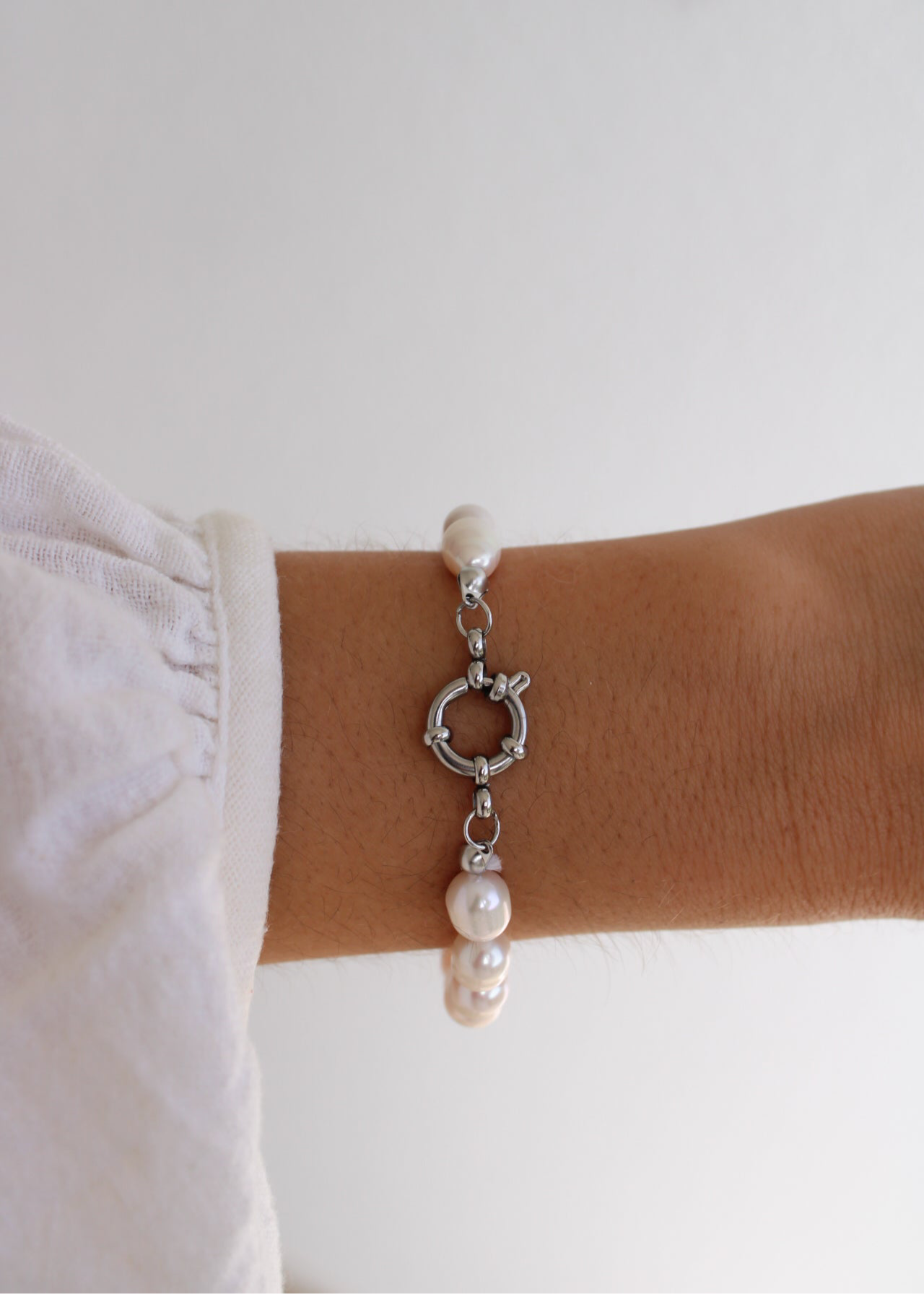 Pulseira pérolas prateado
